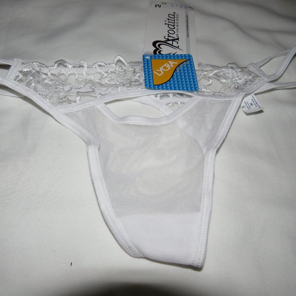 Afrodita White Lace Thong  Medium NWT